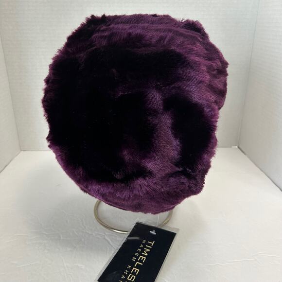 Vintage Timeless Naeem Khan Purple Faux Fur Cloche Hat NWT - Picture 3 of 7